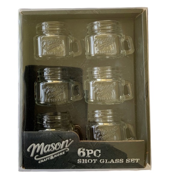 Mason Craft Clear Glass Shot Glasses 6 Piece Set 2 OZ Mason Jar Glasses. - Picture 7 of 8